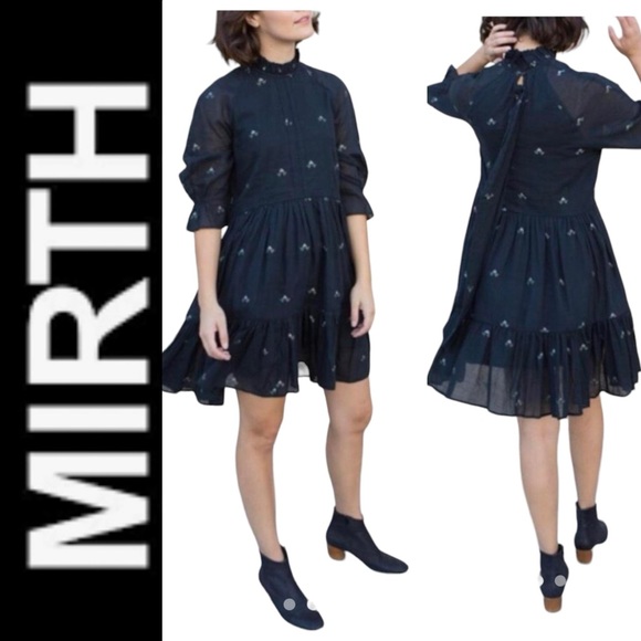 Last Chance NWT MIRTH Handmade Editions NAPA Mini Dress in Black Jamdani m - Picture 2 of 16